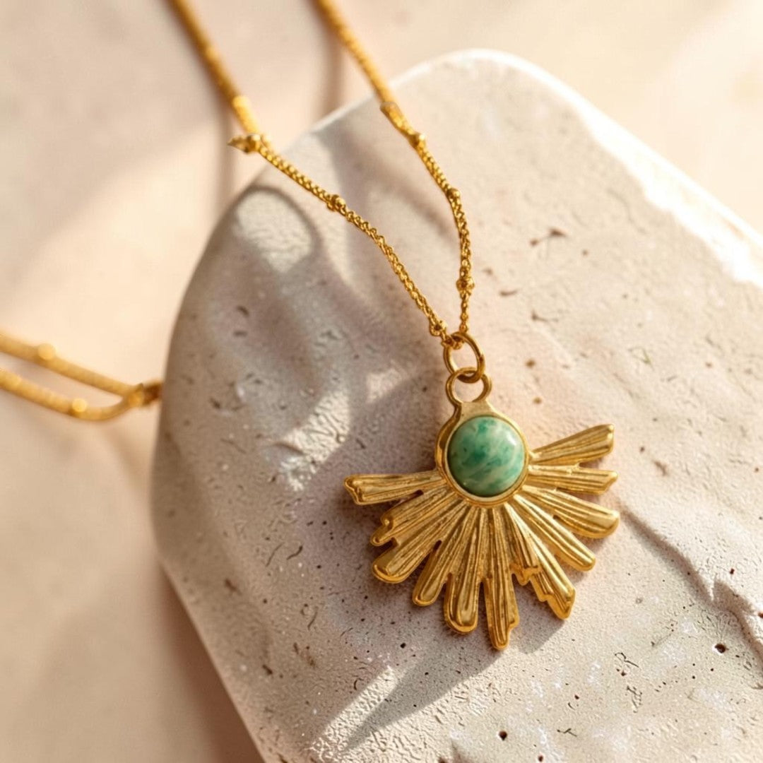 ATELIER-TIBET – Pendentif Rayons zen en Amazonite