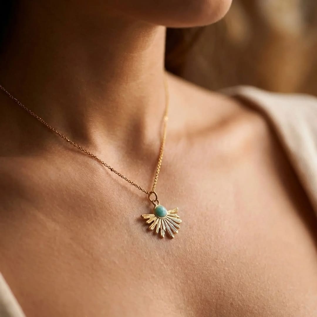 ATELIER-TIBET – Pendentif Rayons zen en Amazonite