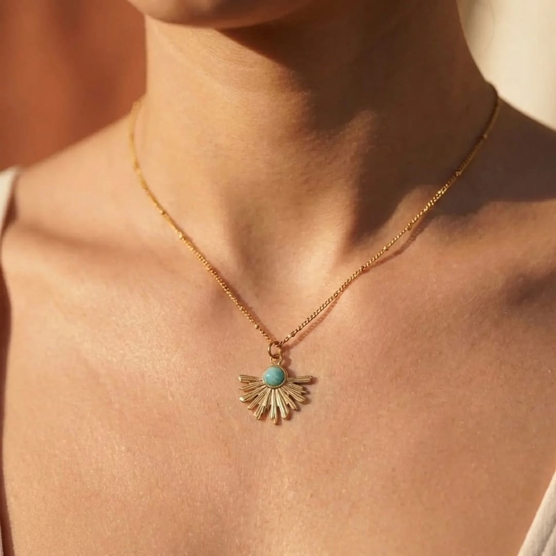 ATELIER-TIBET – Pendentif Rayons zen en Amazonite