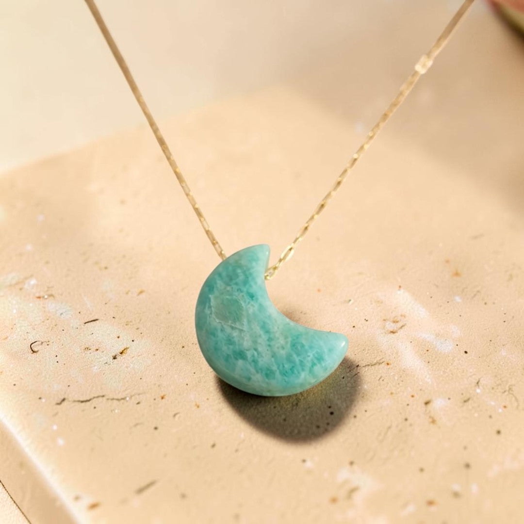 ATELIER-TIBET – Pendentif Lune Réconfort Émotionnel en Amazonite