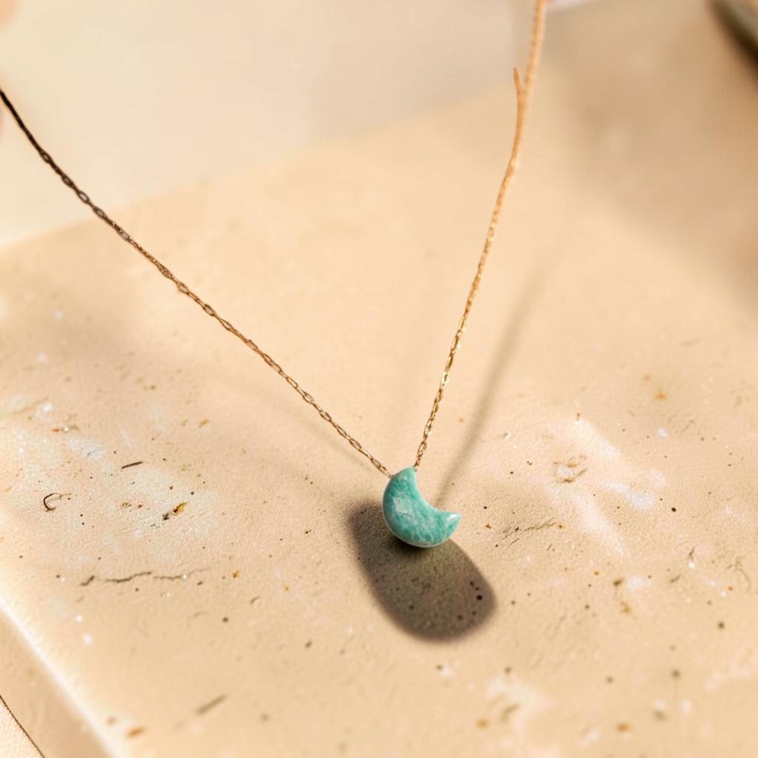 ATELIER-TIBET – Pendentif Lune Réconfort Émotionnel en Amazonite