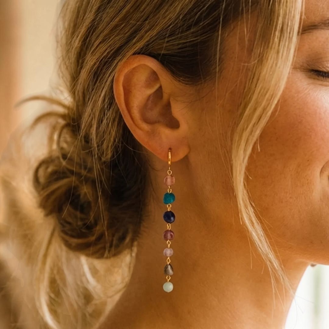 ATELIER-TIBET – Boucles d'Oreilles Cascade Bien-Être des 7 Chakras