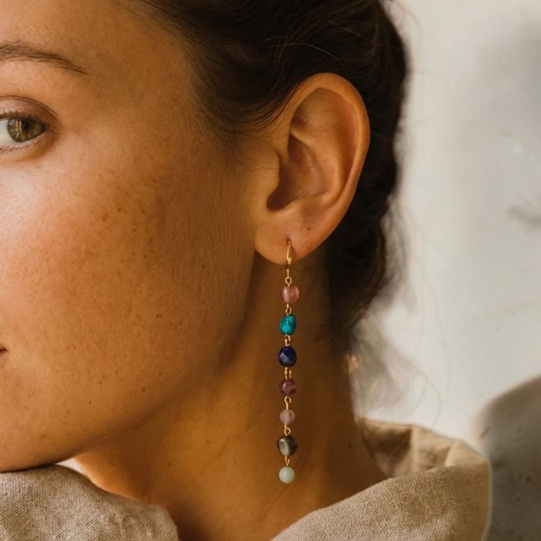 ATELIER-TIBET – Boucles d'Oreilles Cascade Bien-Être des 7 Chakras