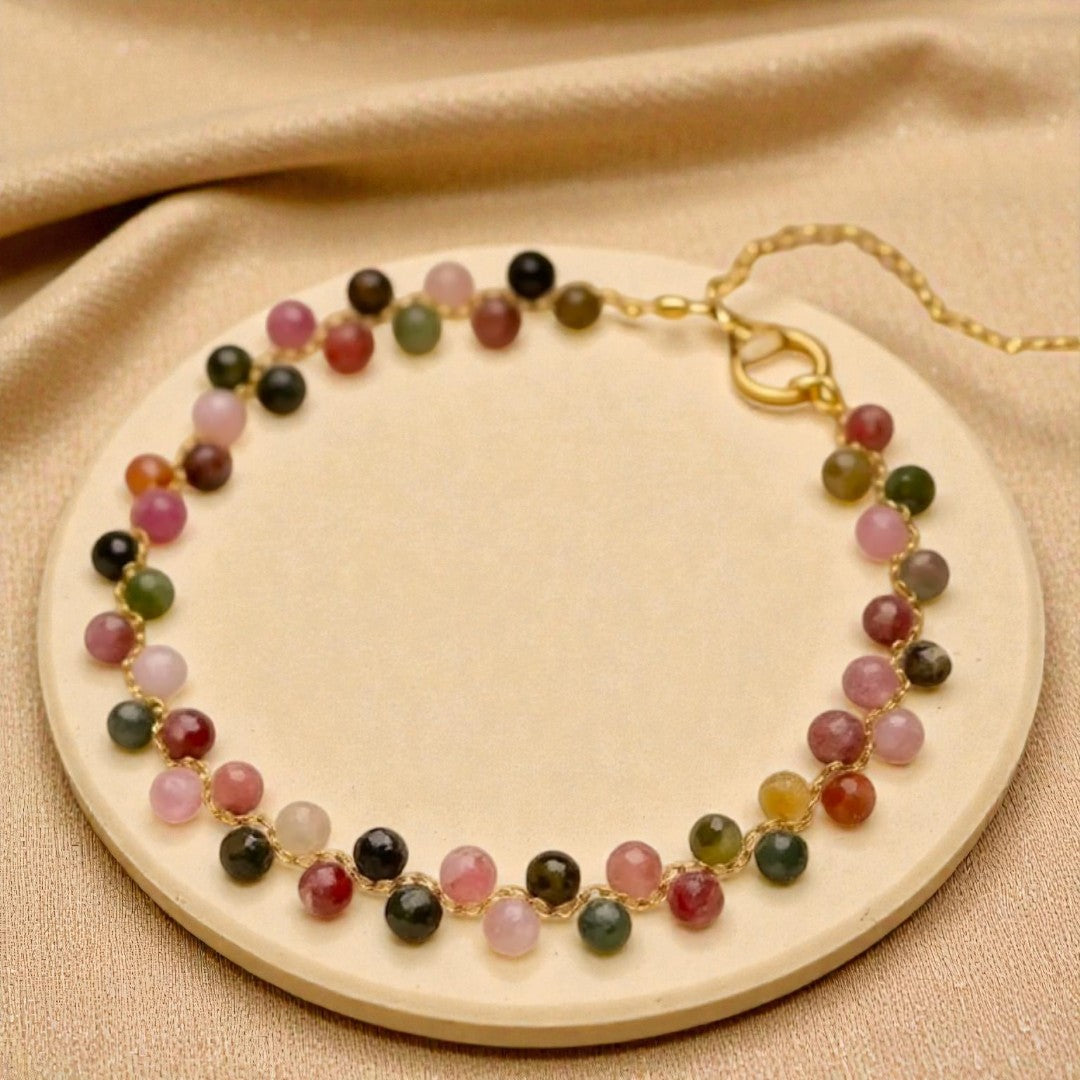 ATELIER-TIBET – Bracelet Élégant en Tourmaline Multicolore