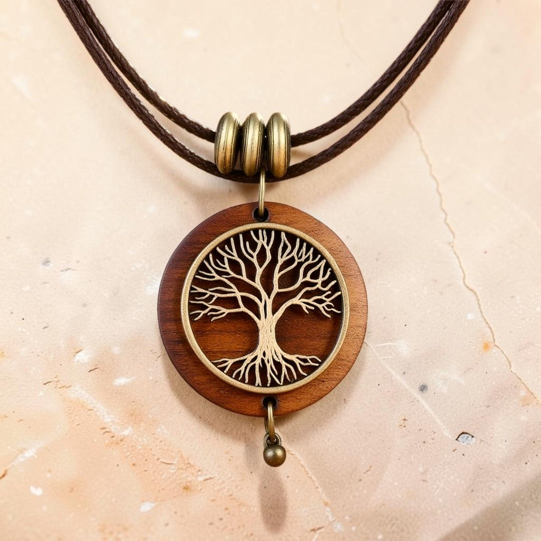ATELIER-TIBET – Collier Arbre de Vie Sacré en Bois Naturel