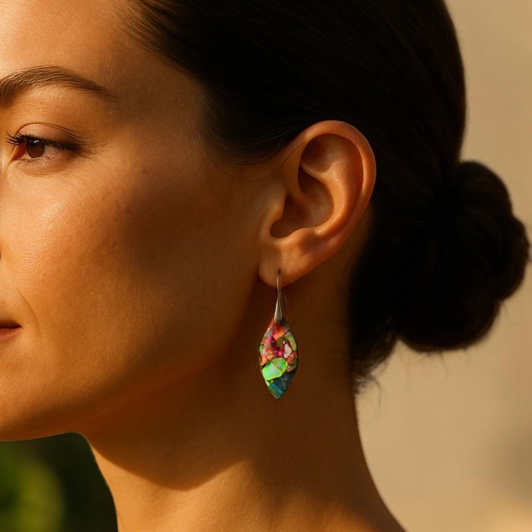 ATELIER-TIBET – Boucles d'Oreilles Arlequin en Jaspe