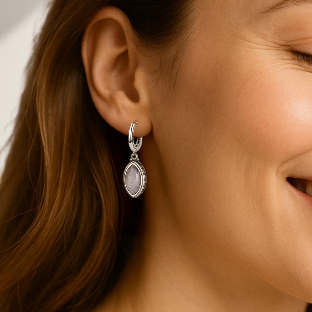 ATELIER-TIBET – Boucles d'Oreilles Calme & Lumière en Pierre de Lune