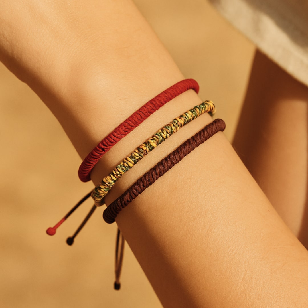 ATELIER-TIBET – Trio de Bracelets Tibétains Porte-Bonheur