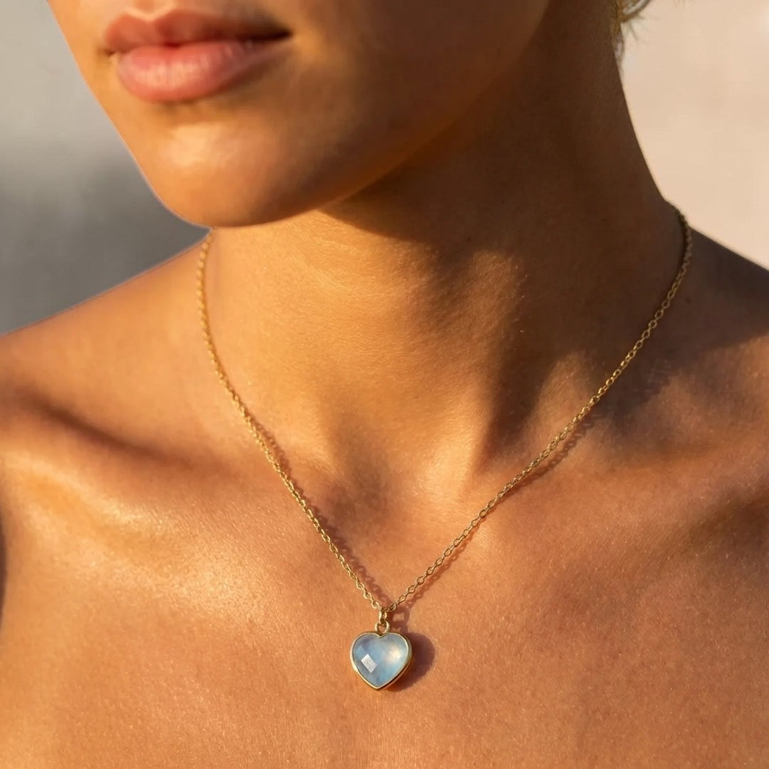 ATELIER-TIBET – Pendentif Coeur en Aigue-Marine