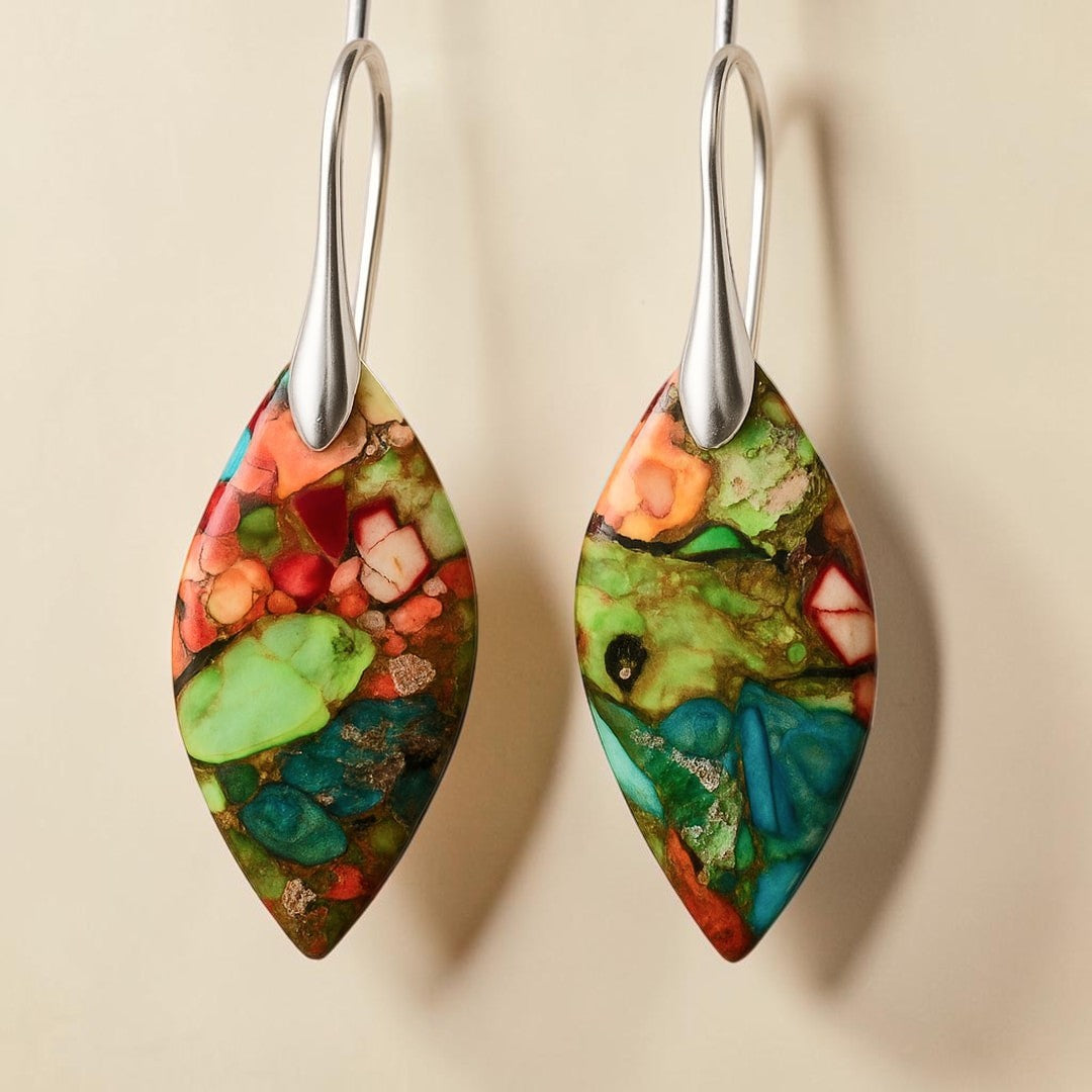ATELIER-TIBET – Boucles d'Oreilles Arlequin en Jaspe