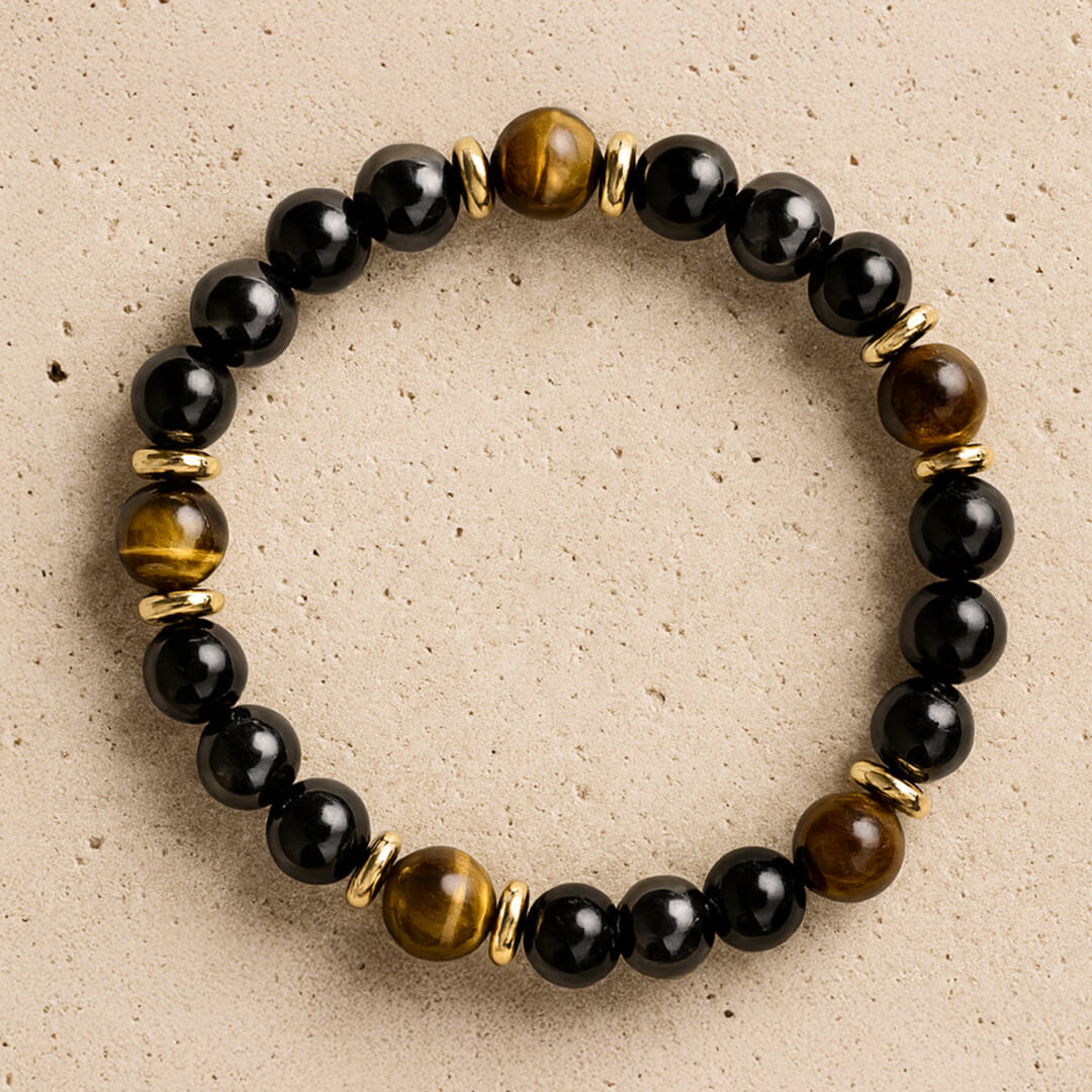 ATELIER-TIBET – Bracelet Confiance & Protection en Oeil de Tigre, Hématite & Onyx