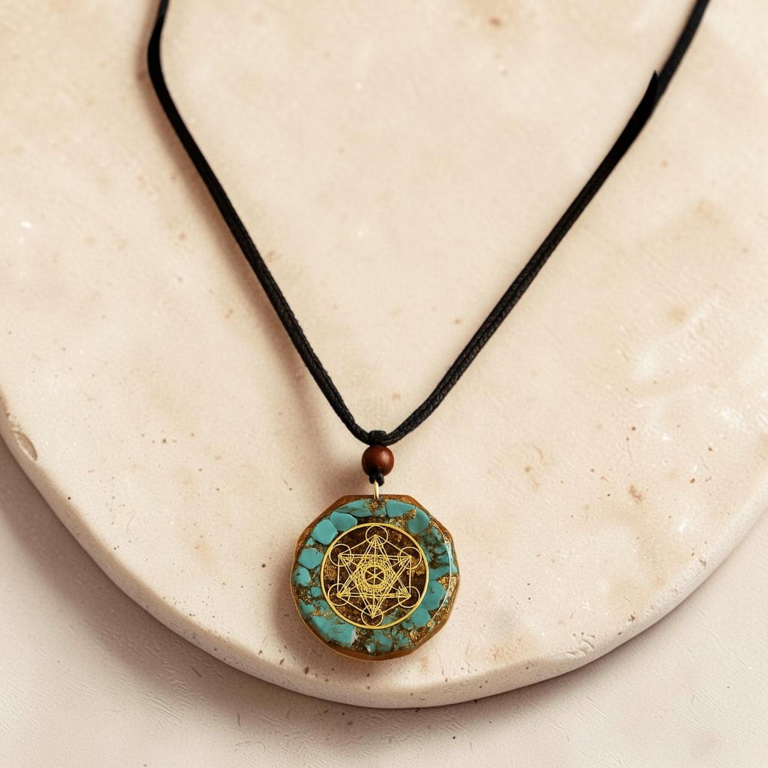 ATELIER-TIBET – Pendentif Orgonite Métatron en Turquoise