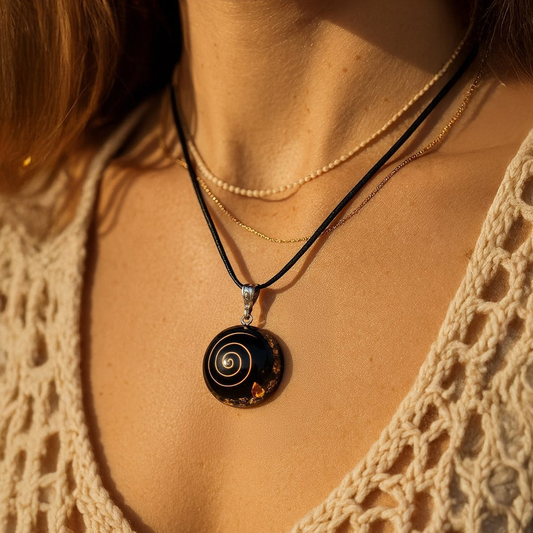 ATELIER-TIBET – Pendentif Orgonite Énergies Protectrices en Obsidienne Noire