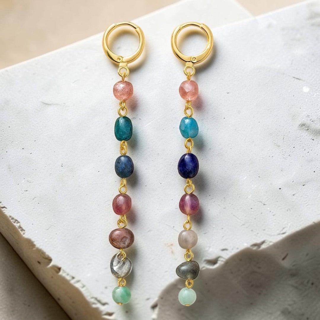 ATELIER-TIBET – Boucles d'Oreilles Cascade Bien-Être des 7 Chakras