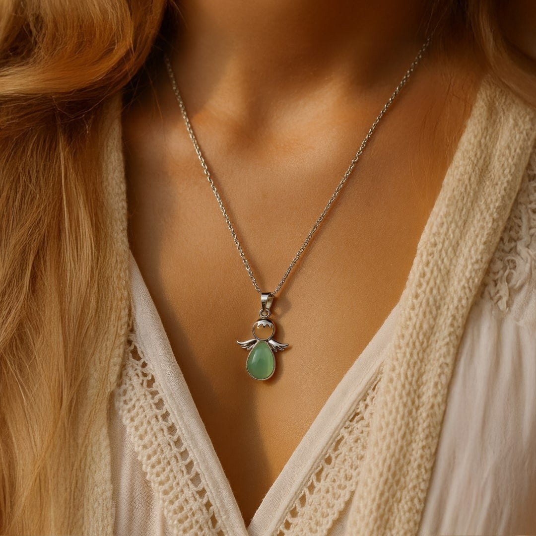 ATELIER-TIBET – Pendentif Petit Ange et sa Pierre Naturelle