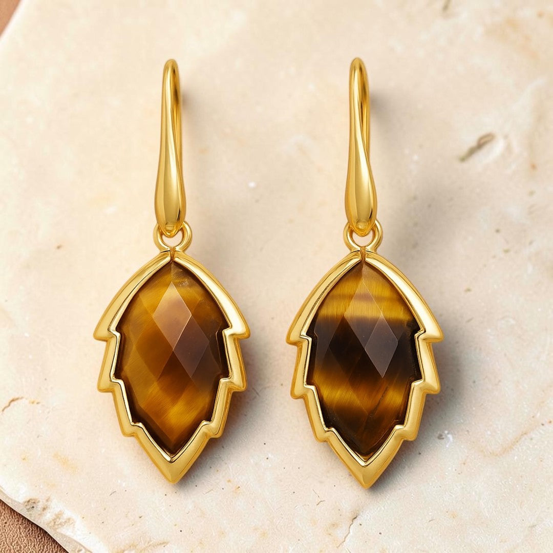 ATELIER-TIBET – Boucles d'Oreilles Feuilles de l'Arbre en Pierre Naturelle