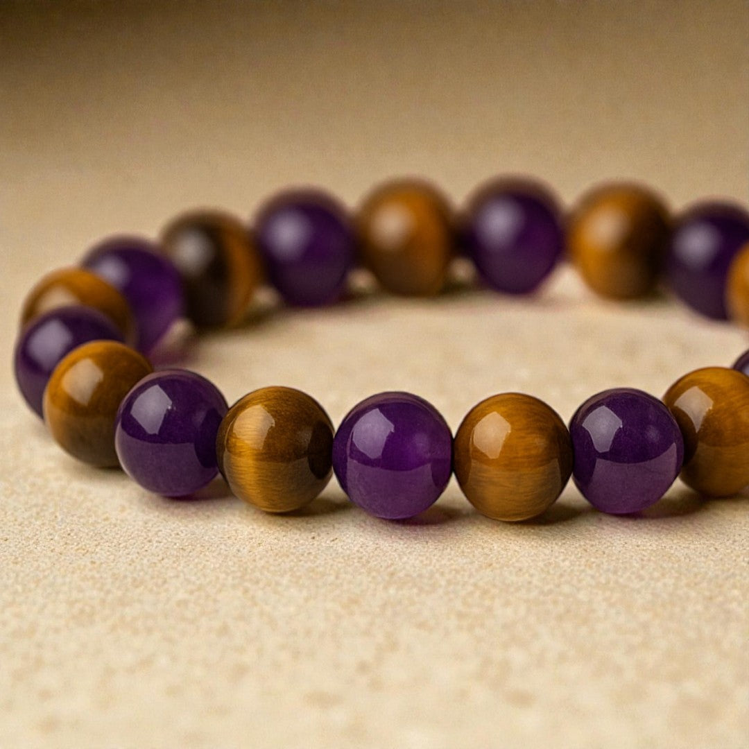 ATELIER-TIBET – Bracelet Délivrance en Améthyste & Oeil de Tigre