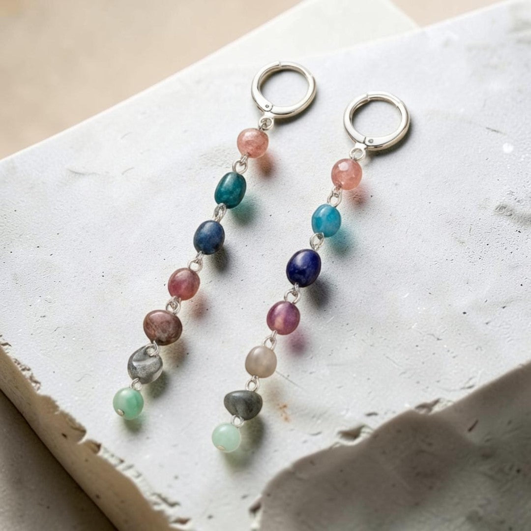 ATELIER-TIBET – Boucles d'Oreilles Cascade Bien-Être des 7 Chakras