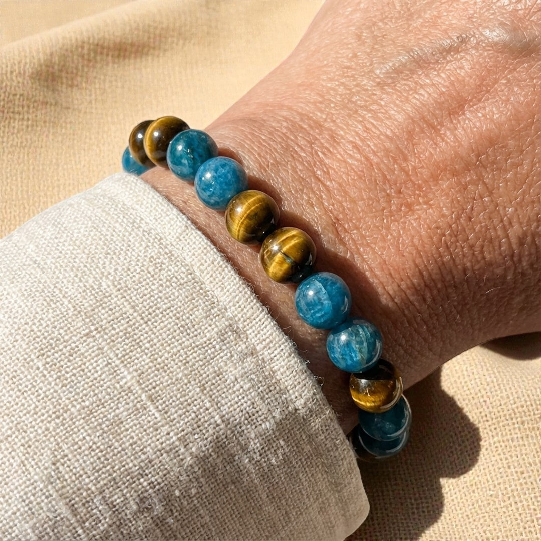 ATELIER-TIBET – Bracelet Harmonie Intérieure en Apatite & Oeil de Tigre