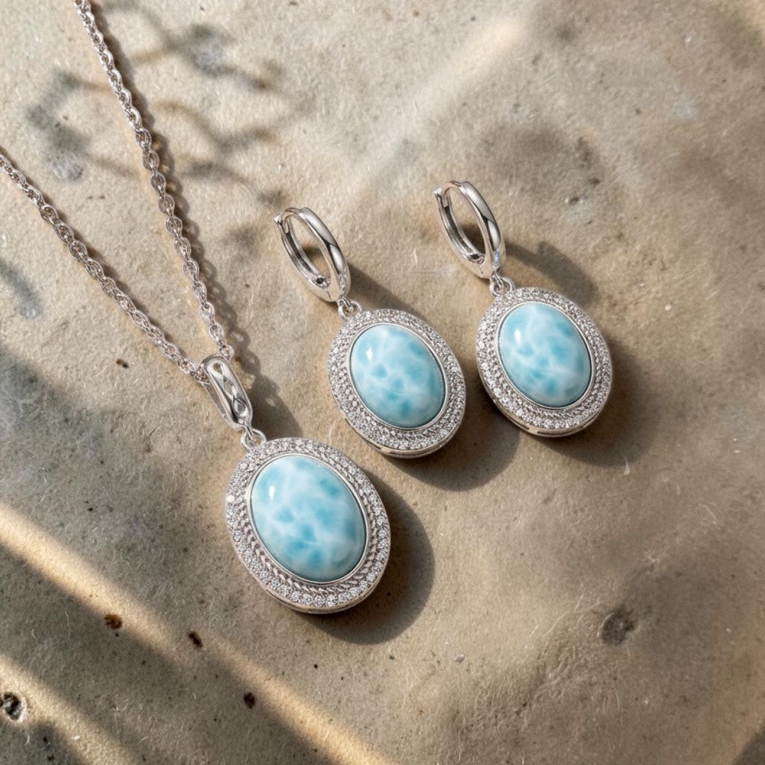 ATELIER-TIBET – Collier Bleu Tranquillité en Larimar