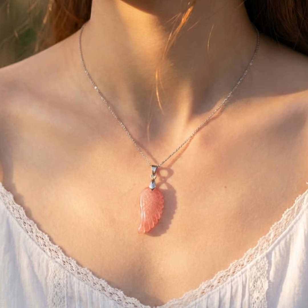 ATELIER-TIBET – Pendentif Aile d'Ange en Pierre Naturelle