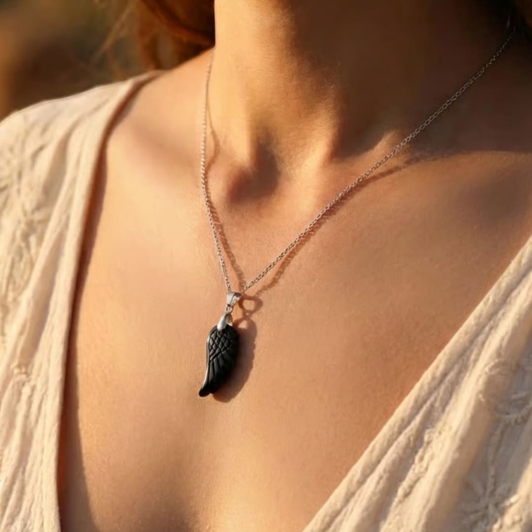 ATELIER-TIBET – Pendentif Aile d'Ange en Pierre Naturelle