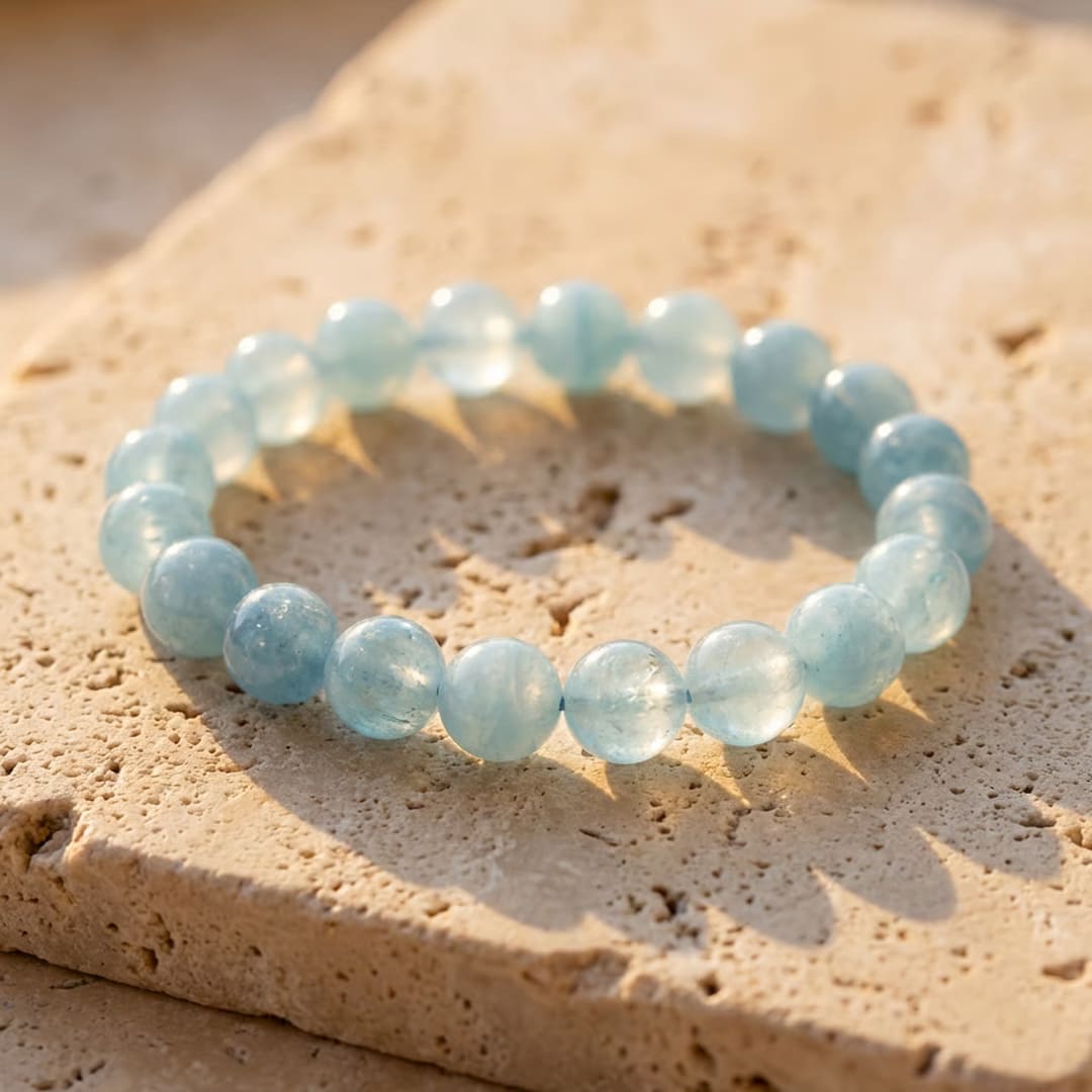 ATELIER-TIBET – Bracelet Bonheur en Aigue-Marine