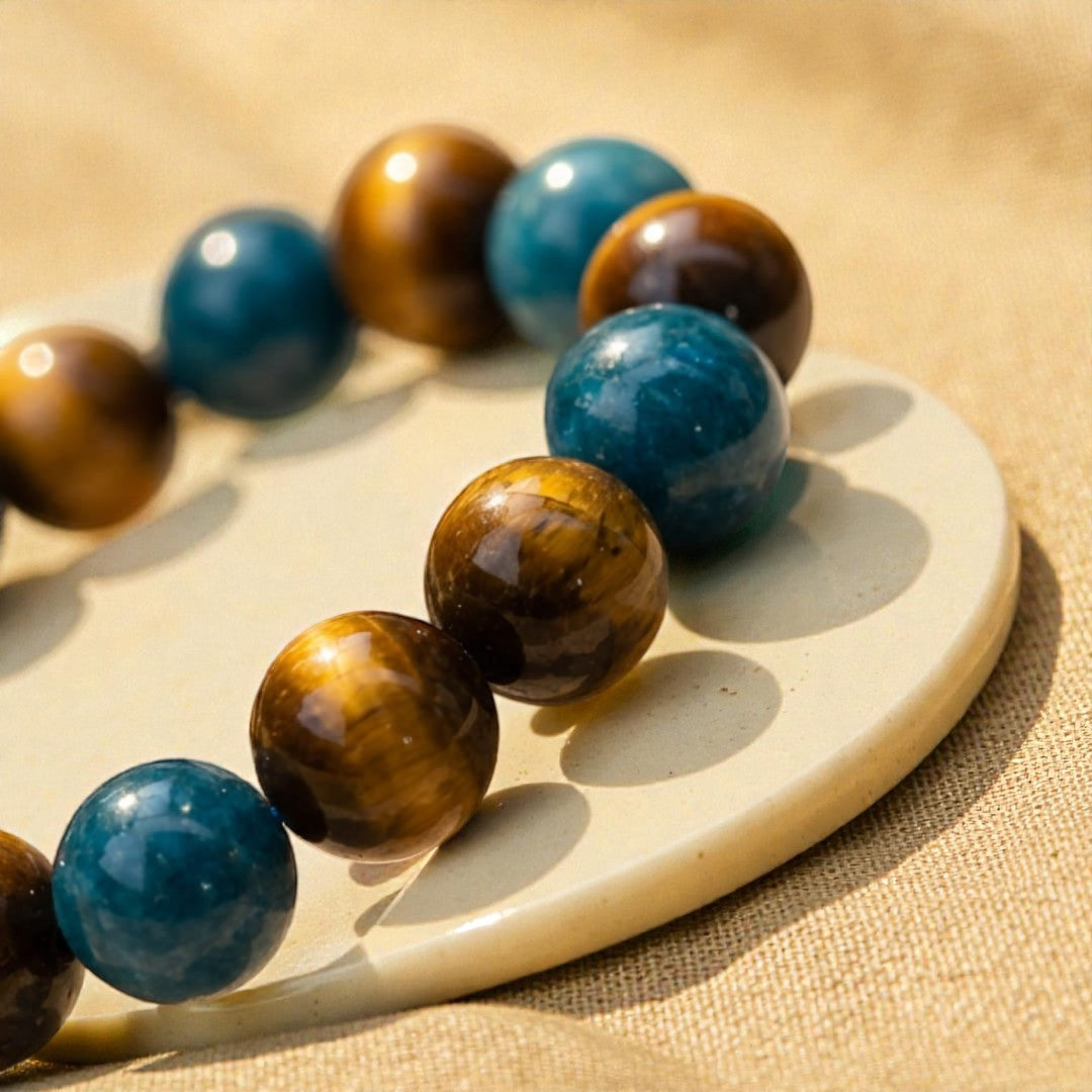 ATELIER-TIBET – Bracelet Harmonie Intérieure en Apatite & Oeil de Tigre