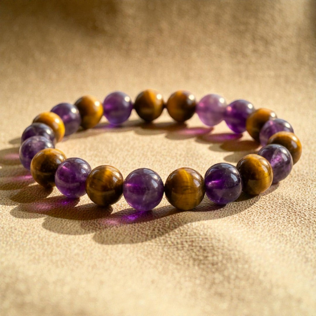 ATELIER-TIBET – Bracelet Délivrance en Améthyste & Oeil de Tigre