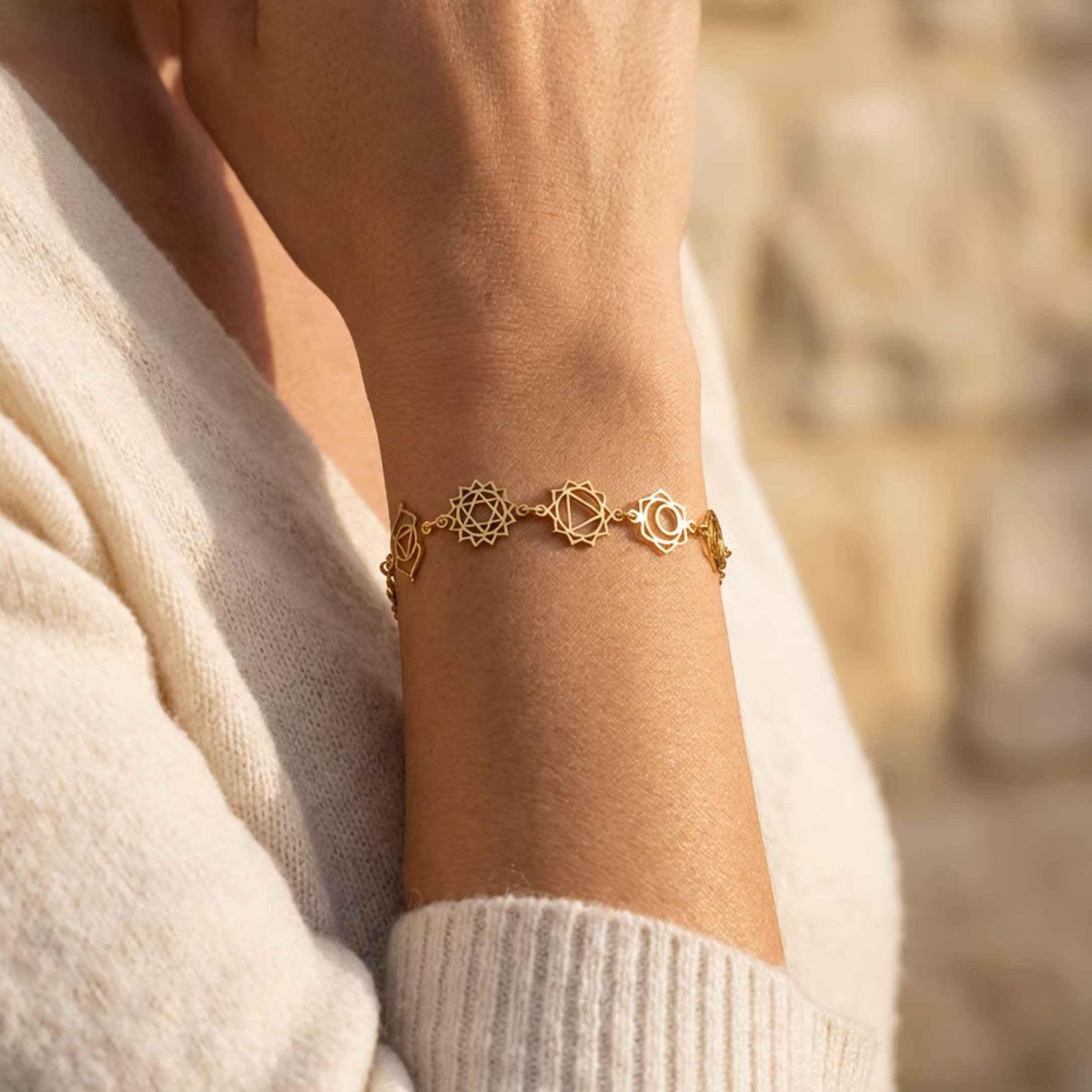 ATELIER-TIBET – Bracelet Alignement – Symboles des 7 Chakras