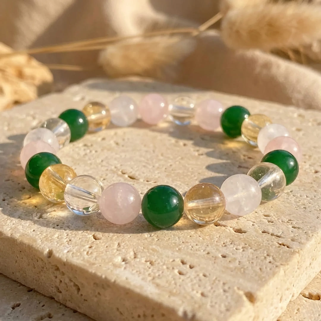 ATELIER-TIBET – Bracelet Chance & Opportunité en Aventurine, Citrine, Quartz Rose & Cristal Clair