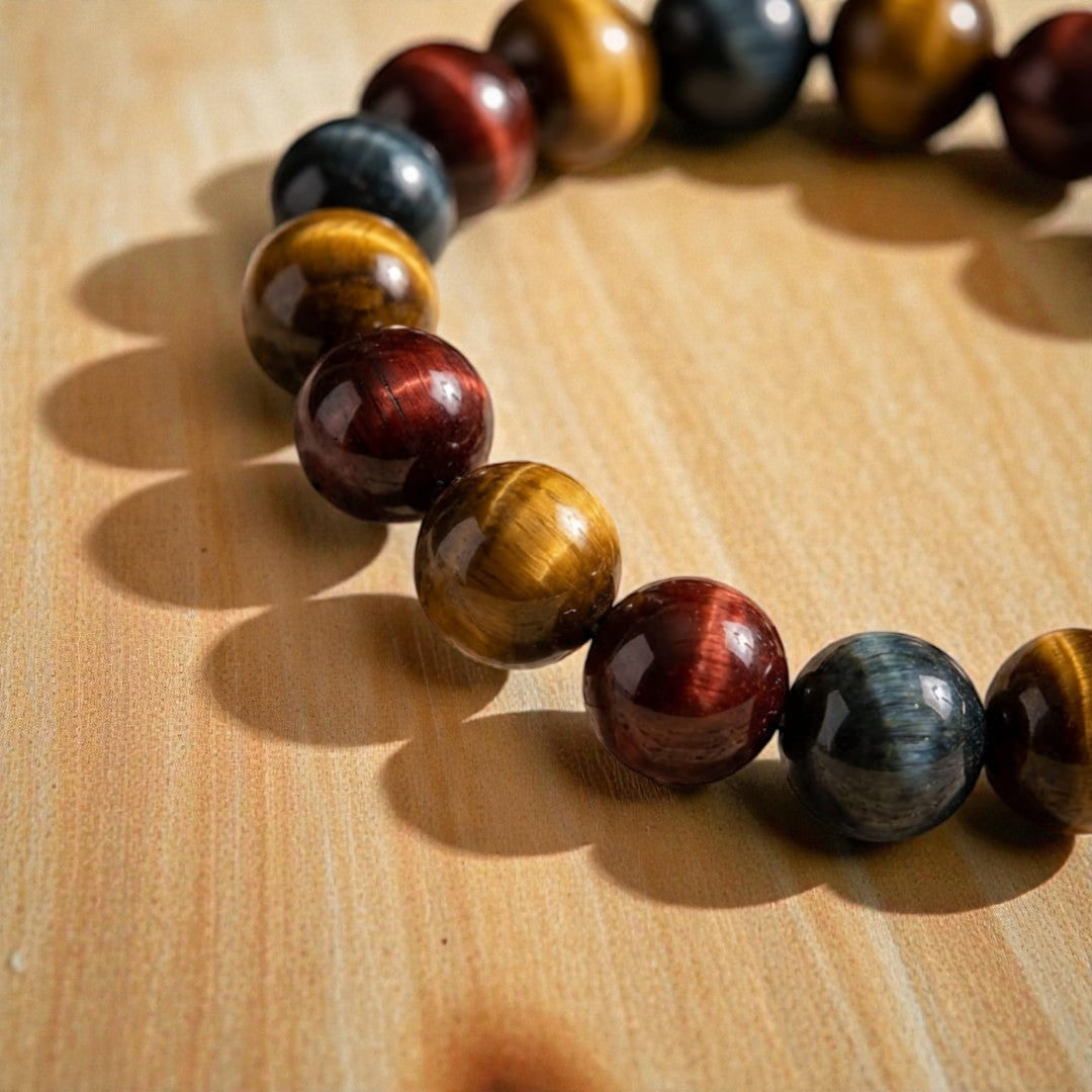 ATELIER-TIBET – Bracelet Oeil Multiple en Oeil de Tigre, Oeil de Taureau & Oeil de Faucon