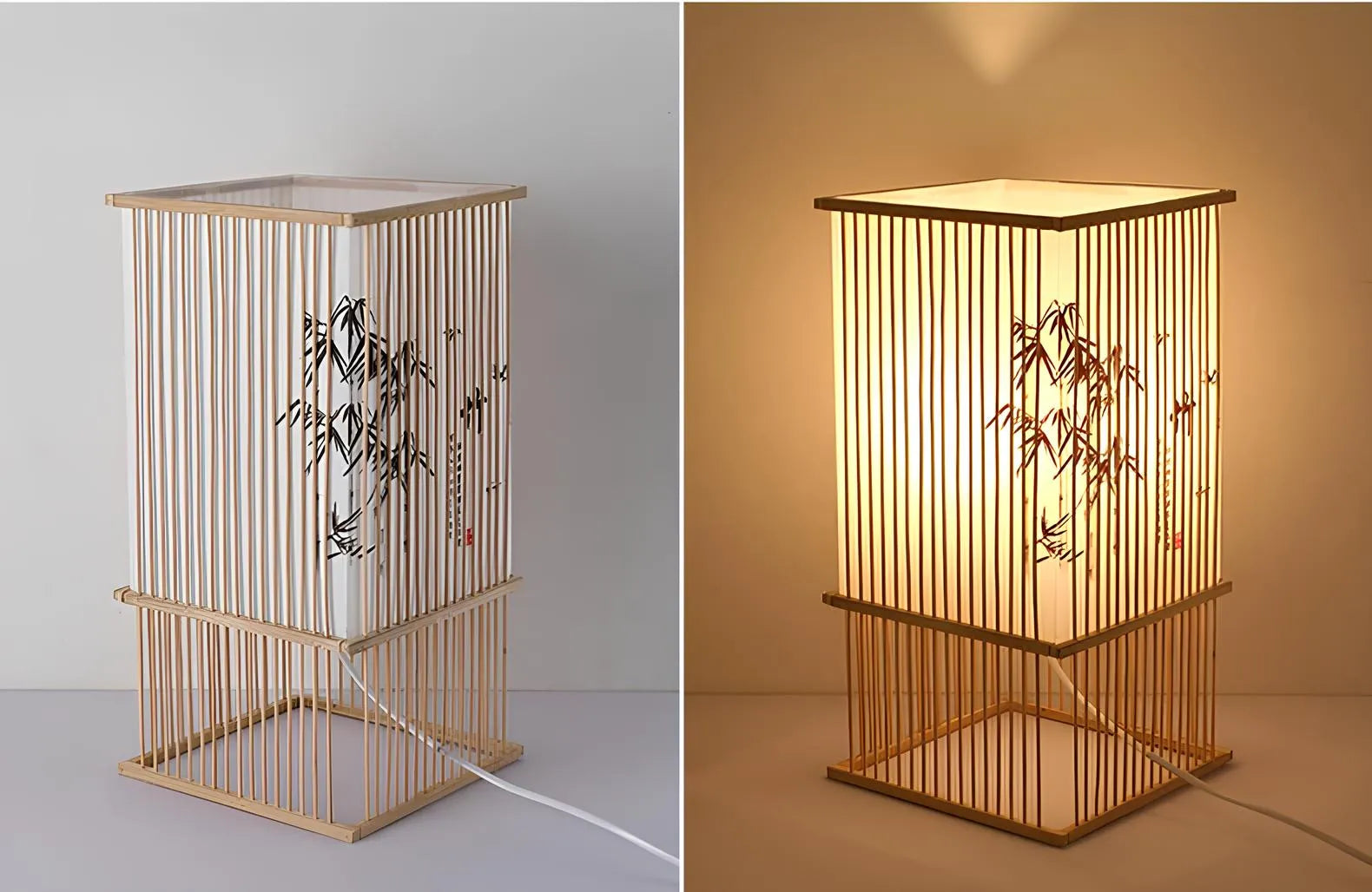 ATELIER-TIBET – Lampe Japonaise à Poser en Bambou Naturel, Lumière Douce & Ambiance Zen
