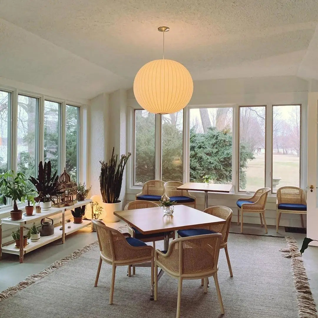 ATELIER-TIBET – Lampe Japonaise Suspendue Ronde en Soie