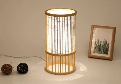 ATELIER-TIBET – Lampe Japonaise de Table en Bambou Naturel, Design Zen Minimaliste