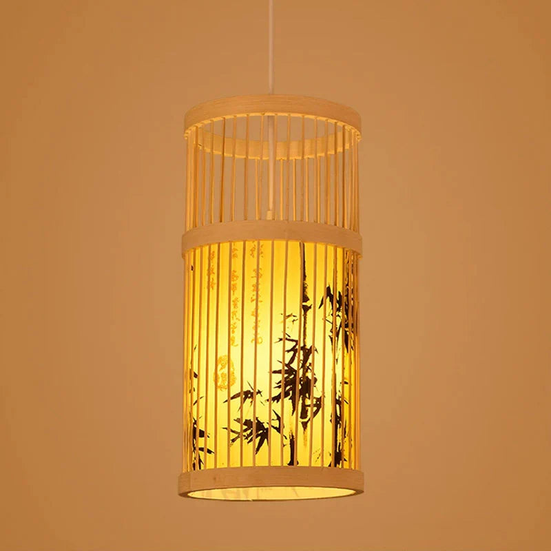 ATELIER-TIBET – Lampe Suspendue Japonaise en Bambou à Motifs
