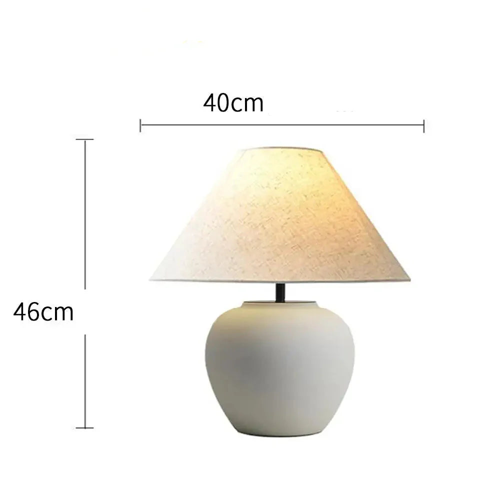 ATELIER-TIBET – Lampe de Table Japonaise en Céramique & Tissu
