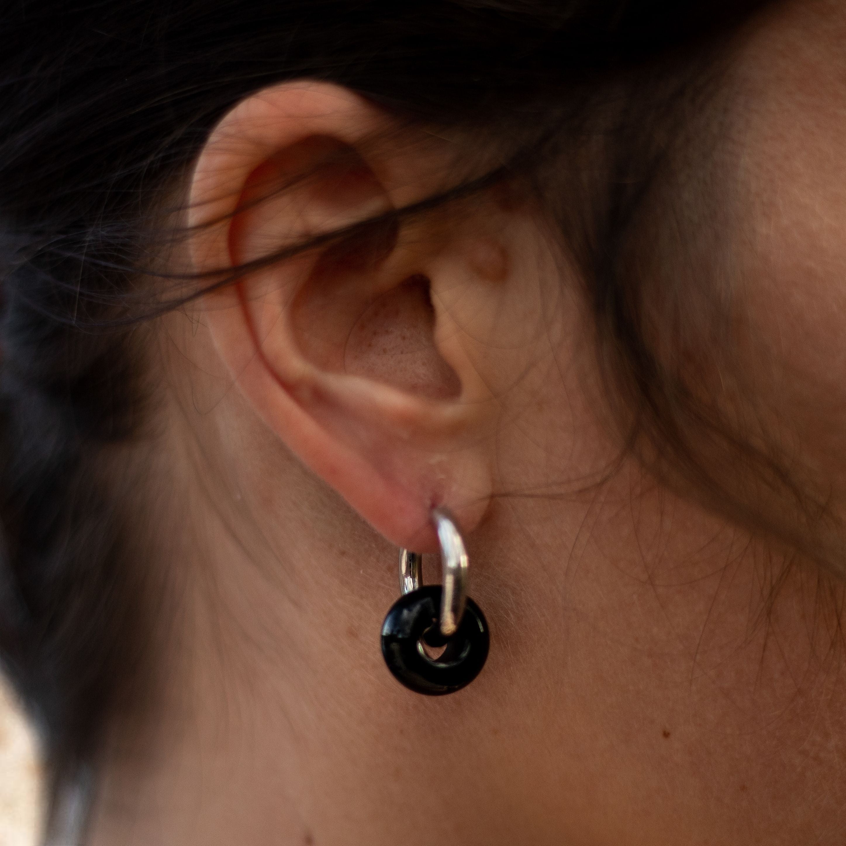 ATELIER-TIBET – Boucles d'Oreilles Double Créole en Pierres Naturelles