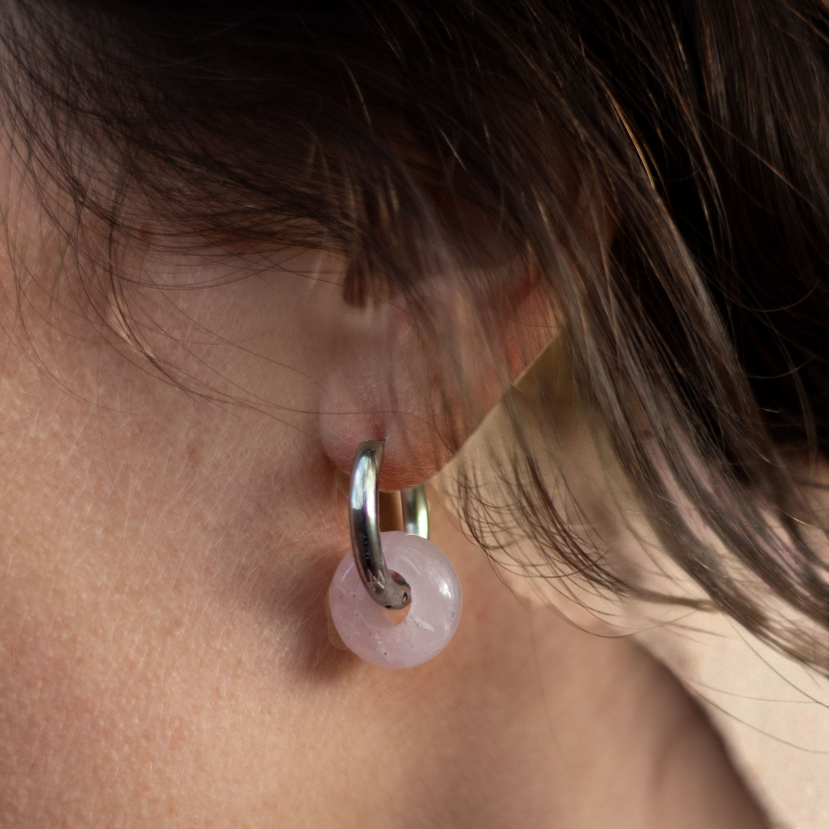 ATELIER-TIBET – Boucles d'Oreilles Double Créole en Pierres Naturelles