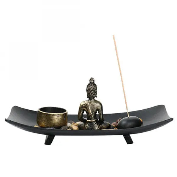 ATELIER-TIBET – Porte-Encens Zen Bouddha avec Plateau Décoratif