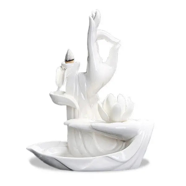 ATELIER-TIBET – Porte-Encens Cascade Fleur de Lotus & Main Symbolique