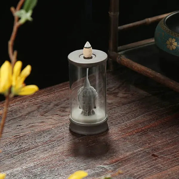 ATELIER-TIBET – Porte-Encens Bouddhiste Cascade avec Cloche Protectrice