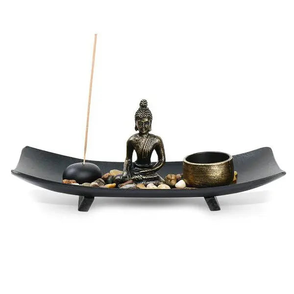 ATELIER-TIBET – Porte-Encens Zen Bouddha avec Plateau Décoratif