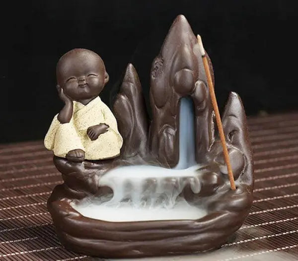 ATELIER-TIBET – Brûleur d’Encens Bouddha Statue Moine à Refoulement
