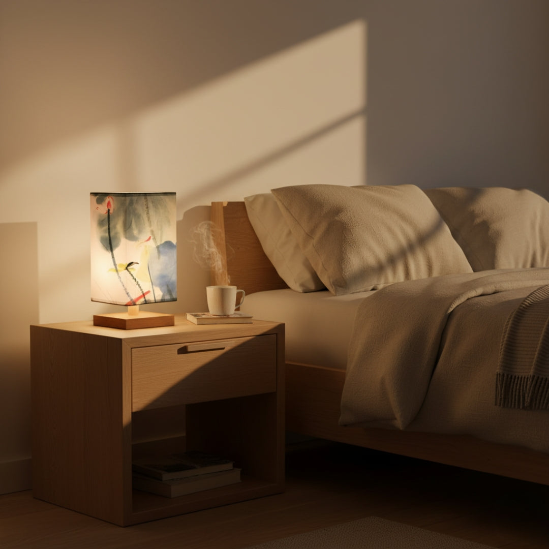 ATELIER-TIBET Lampe de Chevet Japonaise Scandinave – Éclairage Doux & Ambiance Zen pour Chambre et Salon