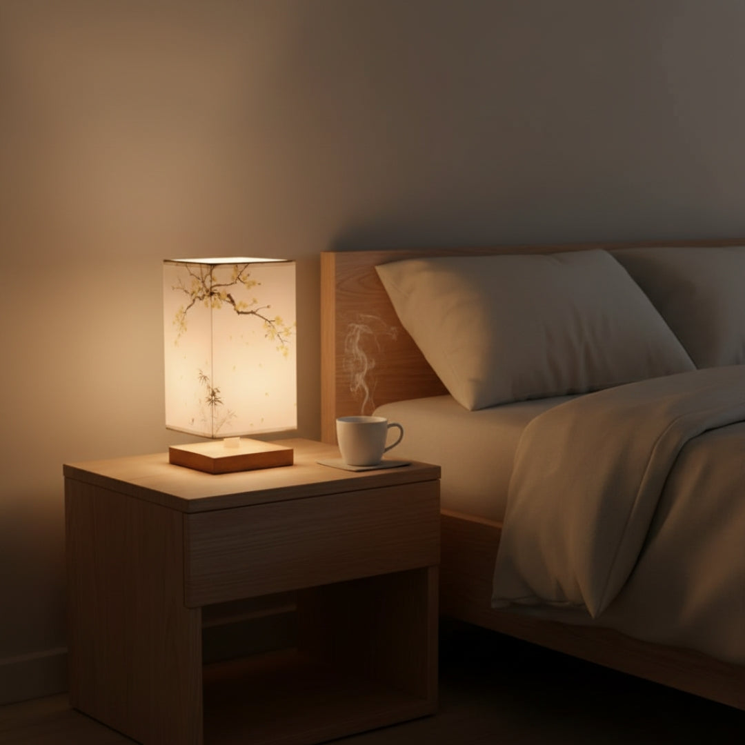 ATELIER-TIBET Lampe de Chevet Japonaise Scandinave – Éclairage Doux & Ambiance Zen pour Chambre et Salon