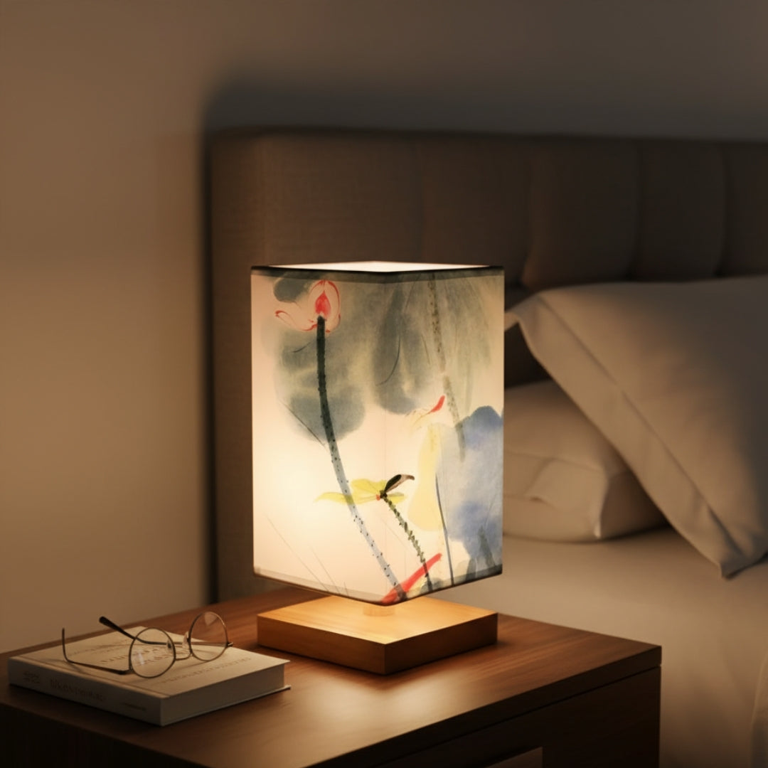 ATELIER-TIBET Lampe de Chevet Japonaise Scandinave – Éclairage Doux & Ambiance Zen pour Chambre et Salon