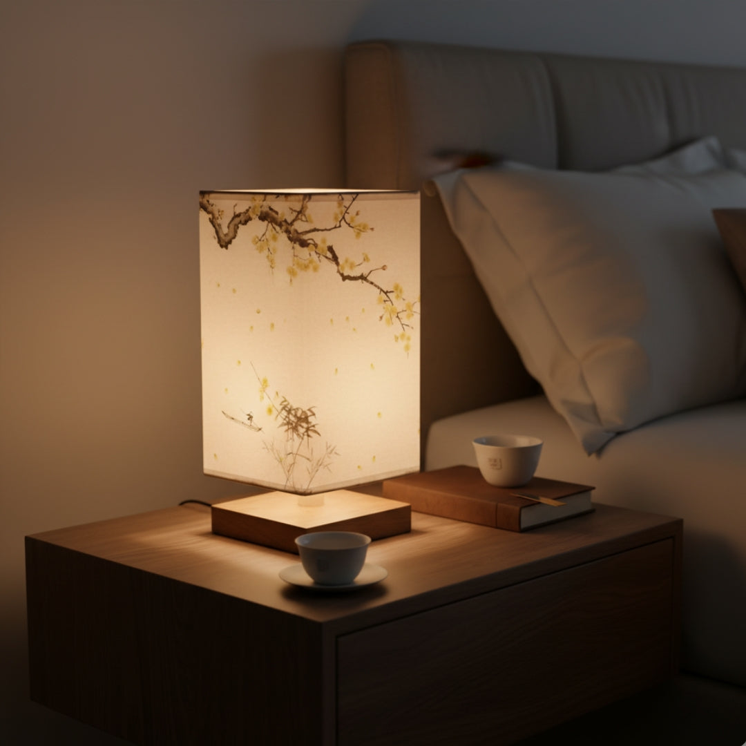 ATELIER-TIBET Lampe de Chevet Japonaise Scandinave – Éclairage Doux & Ambiance Zen pour Chambre et Salon
