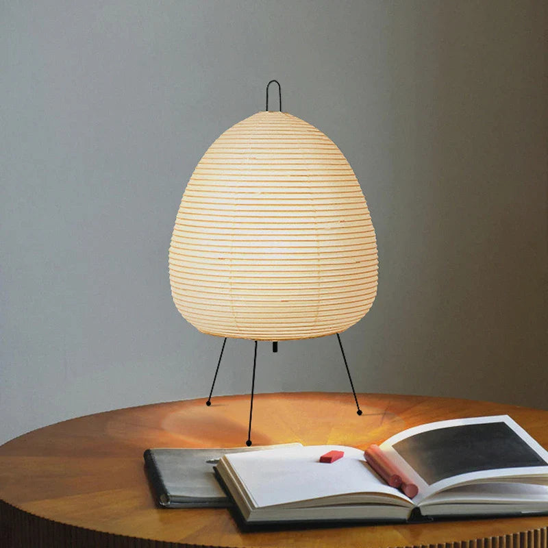 ATELIER-TIBET – Lampe Design Japonaise Minimaliste en Papier de Riz, Métal & Tissu
