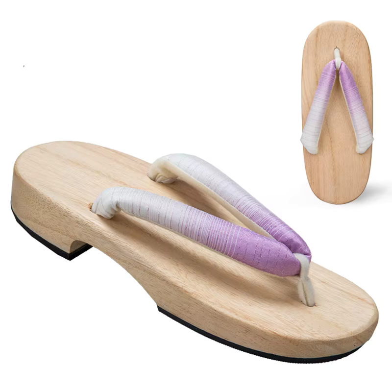 ATELIER-TIBET – Sandales Geta Dégradées en Bois Naturel & Coton